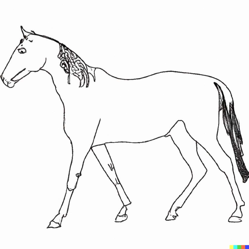 a horse, drawing, schematic